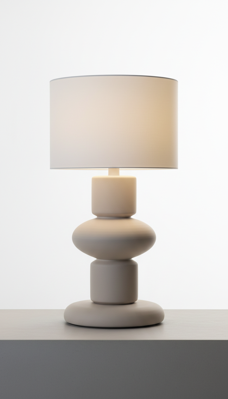 Lámpara de mesa cerámica beige bruma